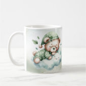 Green Boho Sleeping Teddy Bär Niedlich Kaffeetasse (Links)