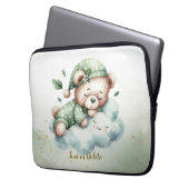 Green Boho Sleeping Teddy Bär Niedlich Laptopschutzhülle (Vorderseite Links)