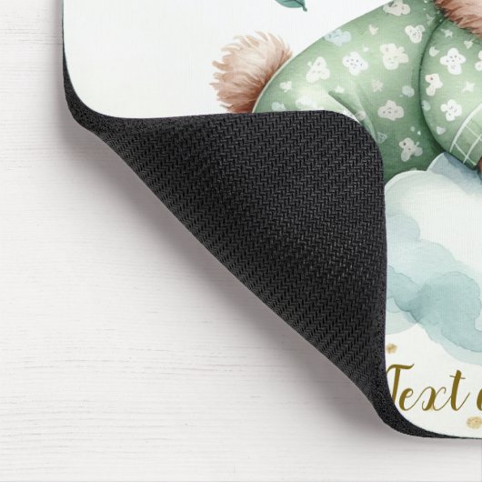 Green Boho Sleeping Teddy Bär Niedlich Mousepad (Ecke)