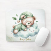 Green Boho Sleeping Teddy Bär Niedlich Mousepad (Mit Mouse)