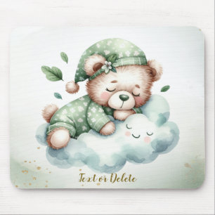 Green Boho Sleeping Teddy Bär Niedlich Mousepad