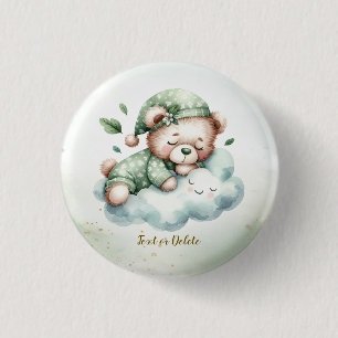 Green Boho Sleeping Teddy Bear Niedliches Party Button