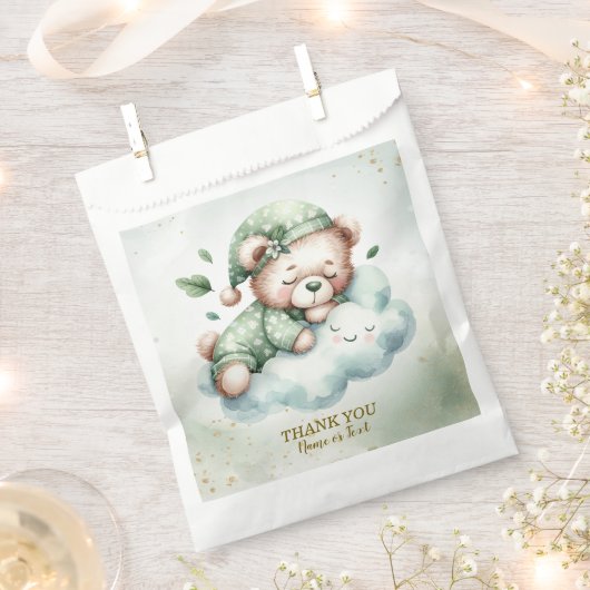 Green Boho Sleeping Teddy Bear Niedliches Party Geschenktütchen (Ausgeschnitten)