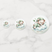 Green Boho Sleeping Teddy Bear Niedliches Party Konfetti (Rückseiten)