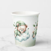 Green Boho Sleeping Teddy Bear Niedliches Party Pappbecher (Vorderseite)