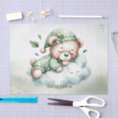 Green Boho Sleeping Teddy Bear Niedliches Party Seidenpapier (Handwerk)