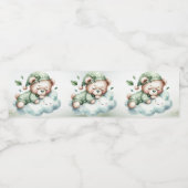 Green Boho Sleeping Teddy Bear Niedliches Party Wasserflaschenetikett (Einzelnes Label)