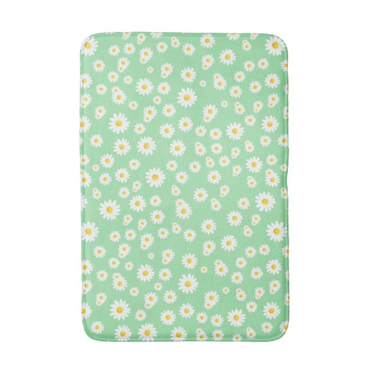 Green Boho Spring Daisies Pattern Badematte (Vorderseite Vertikal)