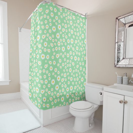 Green Boho Spring Daisies Pattern Duschvorhang (Beispiel)