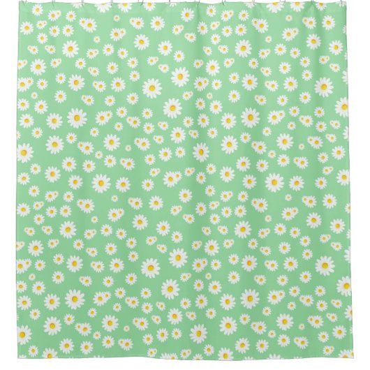 Green Boho Spring Daisies Pattern Duschvorhang (Vorderseite)