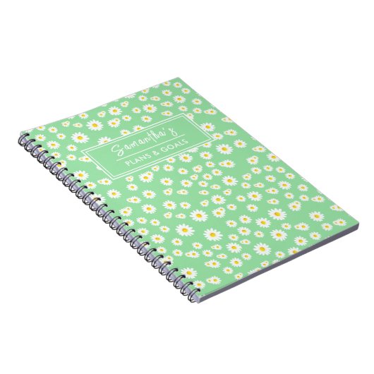 Green Boho Spring Daisies Pattern Notizblock (Rechte Seite)