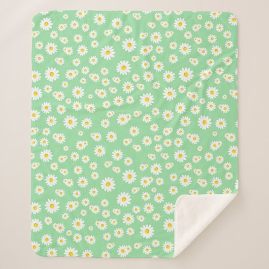 Green Boho Spring Daisies Pattern Sherpadecke (Vorderseite)