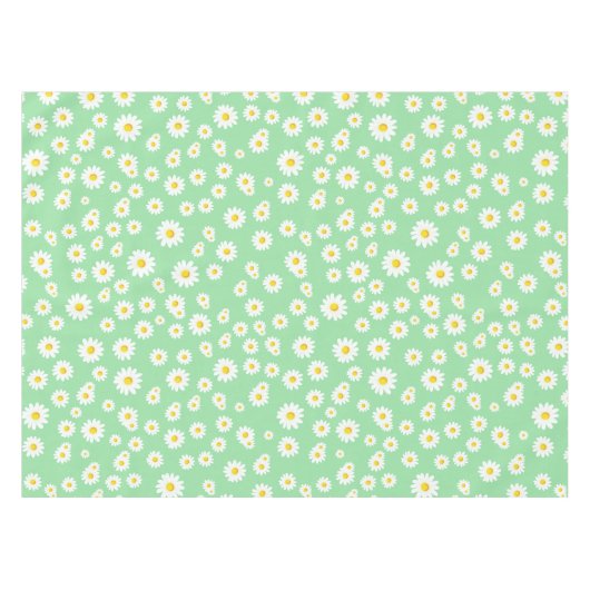Green Boho Spring Daisies Pattern Tischdecke (Vorderseite (Horizontal))