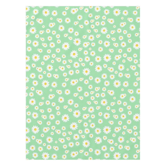Green Boho Spring Daisies Pattern Tischdecke (Vorderseite)