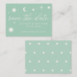 Green Boho Starry Wedding Save the Date Card Mitteilungskarte