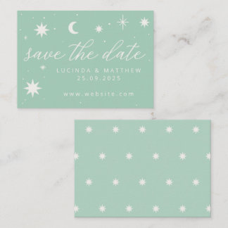 Green Boho Starry Wedding Save the Date Card Mitteilungskarte