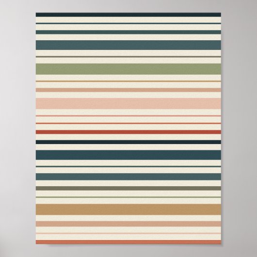 Green Boho Stripes Poster (Vorne)