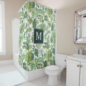 Green Boho Vintag Floral Monogram Duschvorhang (Beispiel)