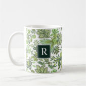 Green Boho Vintag Floral Monogram Kaffeetasse (Links)