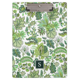 Green Boho Vintag Floral Monogram Klemmbrett