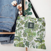 Green Boho Vintag Floral Monogram Tasche