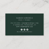 Green Boho Vintag Floral Visitenkarte (Rückseite)