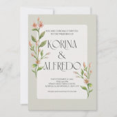 Green Boho Watercolor Botanical Wedding Invitation Einladung (Vorderseite)