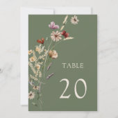 Green Boho Wedding Tischnummern (Vorderseite)