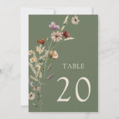 Green Boho Wedding Tischnummern (Rückseite)