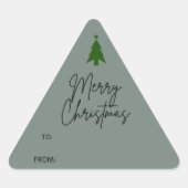 Green Boho Weihnachtsgeschenk Dreieck Sticker (Vorderseite)