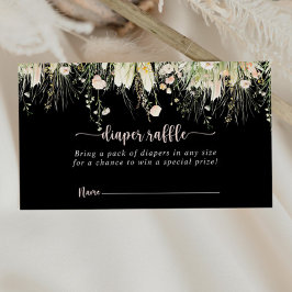 Green Boho Wildblume Black Diaper Raffel Ticket Begleitkarte