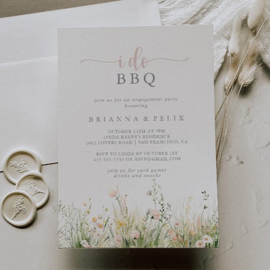 Green Boho Wildblume I GRILLEN Engagement Partei Einladung