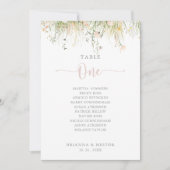 Green Boho Wildblume Tischnummer 1 Sitzplan (Vorderseite)