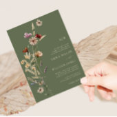 Green Boho Wildblumen Hochzeit Einladung