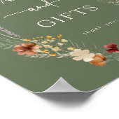 Green Boho Wildblumen Karten und Geschenkposter Poster (Ecke)