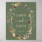 Green Boho Wildblumen Karten und Geschenkposter Poster (Vorne)