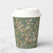 Green Boho Wildblumen Pappbecher (Rückseite)