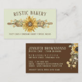 Green Boho Wood Rolling Button Sonnenblumen Bäcker Visitenkarte (Vorne/Hinten)