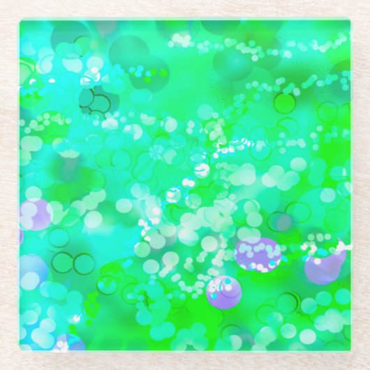 Green Bokeh 92015 Glasuntersetzer (Vorderseite)