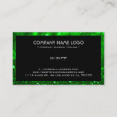 Green Bokeh Glitzer & Glitzern Black Accents Visitenkarte (Rückseite)