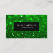 Green Bokeh Glitzer & Glitzern Black Accents Visitenkarte (Vorderseite)