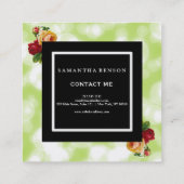 Green Bokeh Glitzer Glitzern Blumengestalterkünstl Quadratische Visitenkarte (Rückseite)