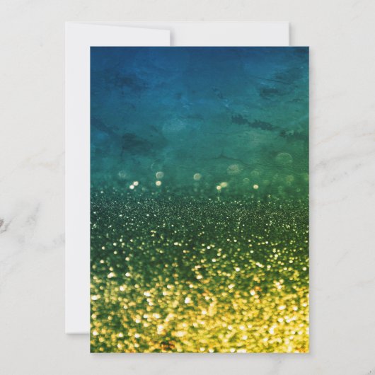 Green Bokeh, Glitzer Grad Cap, Glass Abschluss Einladung (Rückseite)