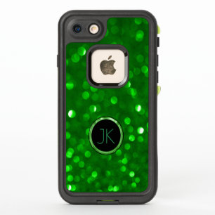Green Bokeh Glitzer Textur Print Monogram GR2