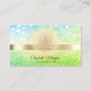 Green Bokeh Gold, Lotus Yoga Instructor Visitenkarte