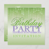 Green Bokeh Party Lights Birthday Einladung (Vorne/Hinten)