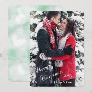 Green Bokeh White Typografy Modern Christmas Feiertagskarte