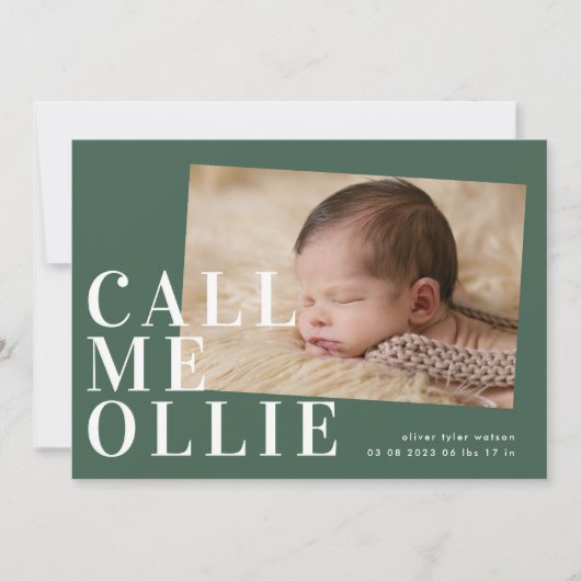 Green Bold einfaches Minimalistisches Foto nennen (Vorderseite)