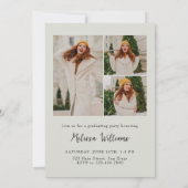 Green Bold Modern Class of 2024 4 Foto Abschluss Einladung (Rückseite)