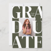 Green Bold Moderner Classic Foto Abschluss Einladung (Vorderseite)